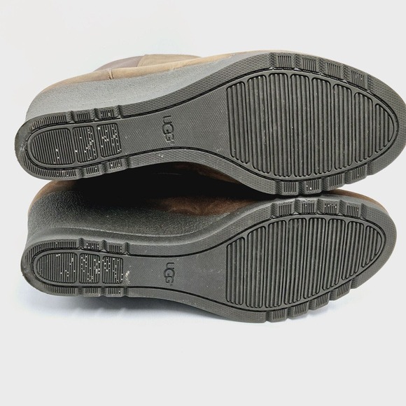 UGG Australia Coraline Boot Size 8.5 Wedge Heel Brown Leather Waterproof 1095133 - Picture 6 of 13